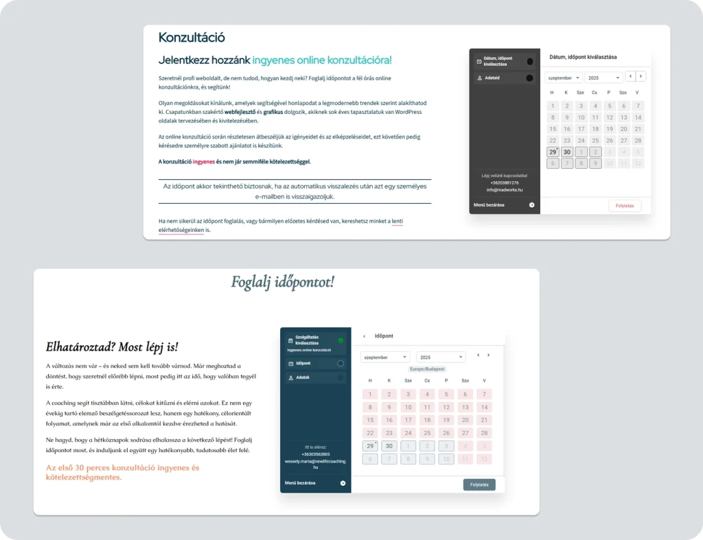 Időpontfoglaló rendszer - frontend